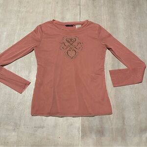 Mary-Kate and Ashley Chic Embroidered Blouse in Dusty Pink